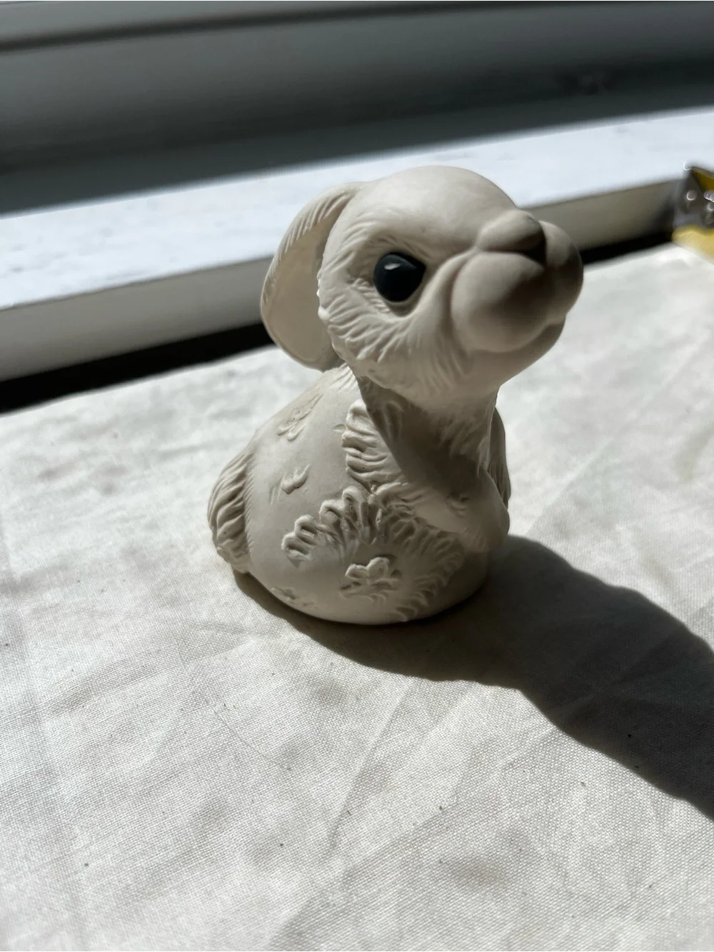 White Ceramic Bunny Figurine for Small Pets Decor